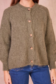 Mohair Blend Cardigan in Brown