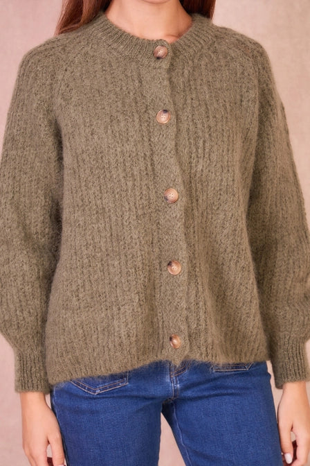 Mohair Blend Cardigan in Brown