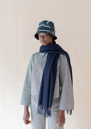 Lambswool Oversized Scarf in Navy - from victoria shop