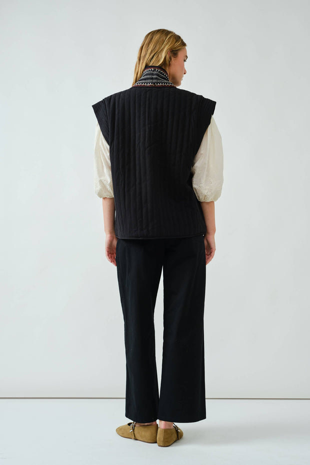 back detail of Embroidery Quilted  Vest