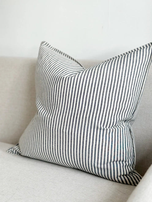 Navy and Cream Stripe 45x45cm Cushion - Darcy