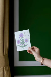 Hand Block Printed Greeting Card - Genda Lilac