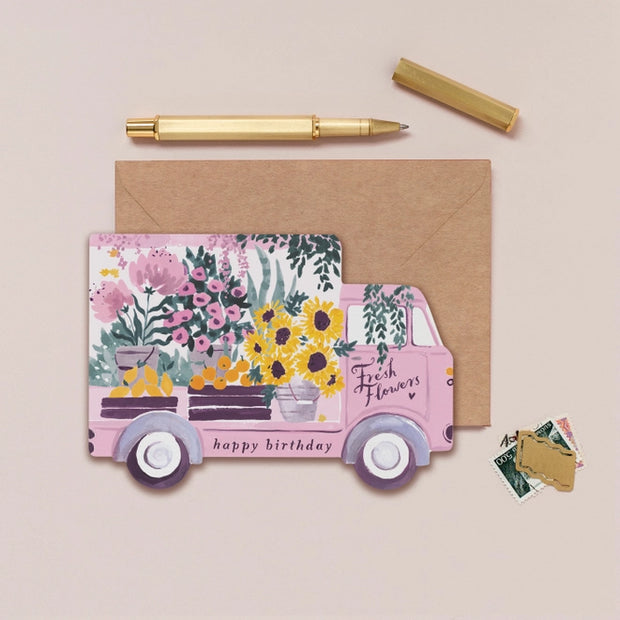 Flower Truck Birthday Greeting Card