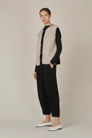 Oat and Black Colour Block Sweater Vest