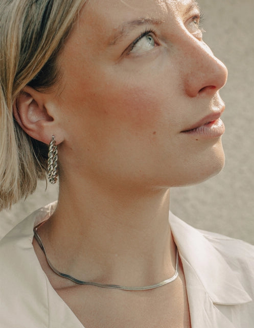 N082 Silver Snake Chain Choker Necklace