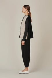 Oat and Black Colour Block Sweater Vest