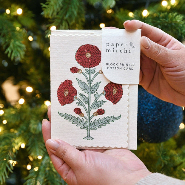 Hand Block Printed Greeting Card - GC Genda Sage