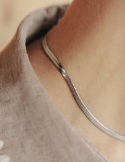 Silver Snake Chain Choker Necklace, Nordic Muse