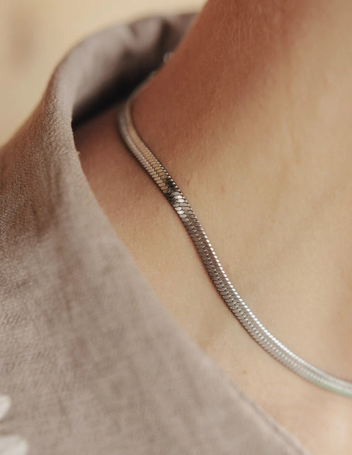 Silver Snake Chain Choker Necklace, Nordic Muse