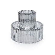 Smokey Black Double Ended Glass Candleholder