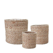 Belle Lined Natural Stripe Seagrass Plant Pot, Small