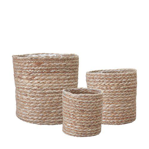 Belle Lined Natural Stripe Seagrass Plant Pot, Large