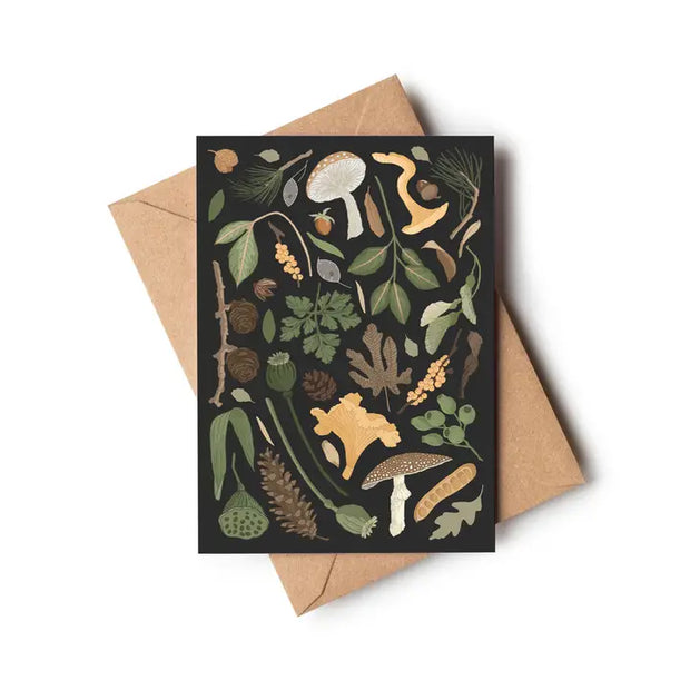 Autumn Woodland Mushroom Study | Everyday Art Greetings Card