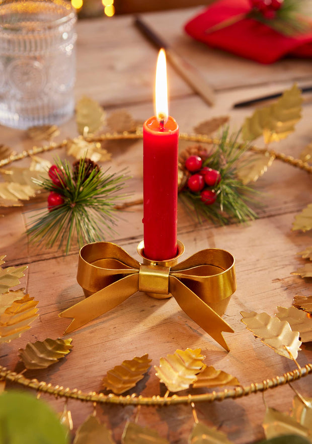 Gold Bow Candle Holder