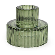 Green Double Ended Glass Candleholder - suitable for dinner candle and tea-lights