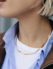 N081 Gold Snake Chain Choker Necklace
