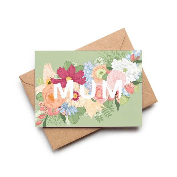 Bright, hand illustrated, florals feature on this floral Mother's Day card from Wildwood Paper