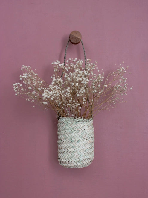 Handwoven palm leaf hanging mini pot, Bohemia Design