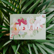 Mum Pink Peach Blue & Green Floral Mother's Day Card