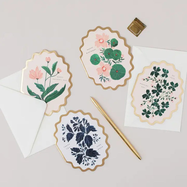 On Your Wedding Day Botanical Scallop Die Cut Card