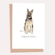 German Shepherd Illustrated Birthday card, Heather Lucy Design 