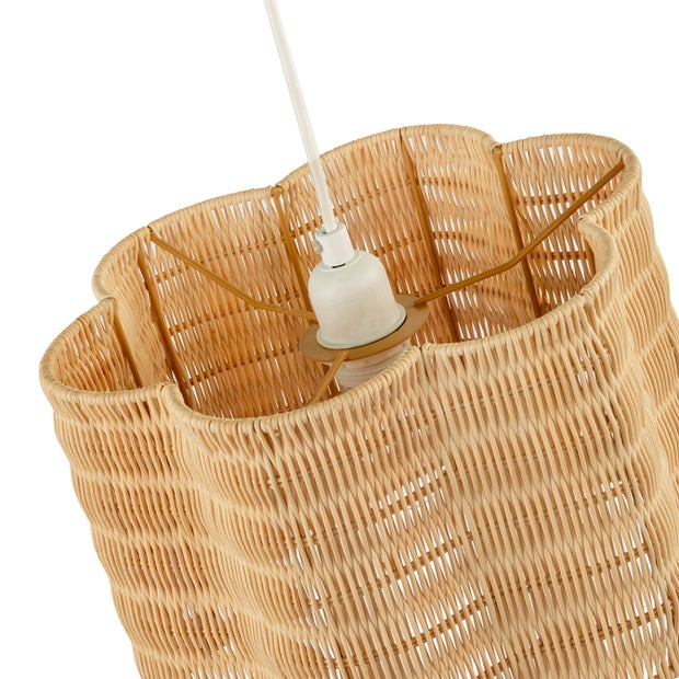 detail of the Scallop Edged Natural Rattan Wicker Pendant Lighting Shade