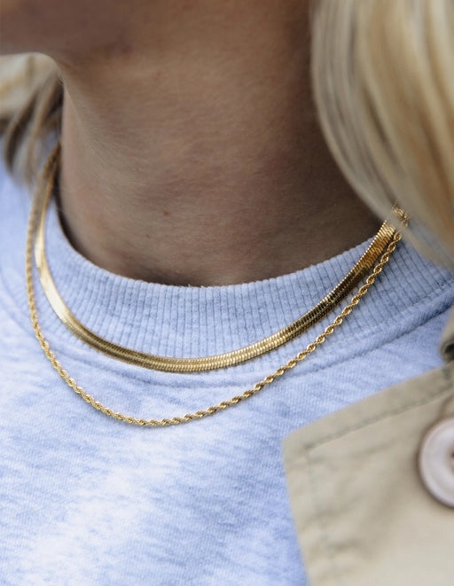 Gold Double Layer Feature Necklace, Nordic Muse