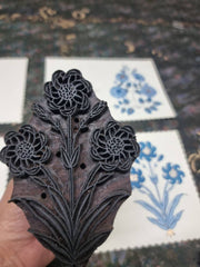 Hand Block Printed Greeting Card - Nargis Sapphire