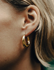 E100 Gold Crescent Hoop Earrings