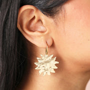 E105 Gold Hammered Sun Drop Earrings