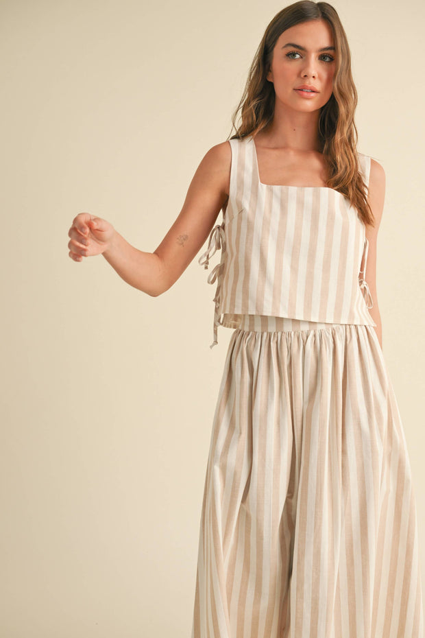 Stripe Pattern Side Tie Tank Top