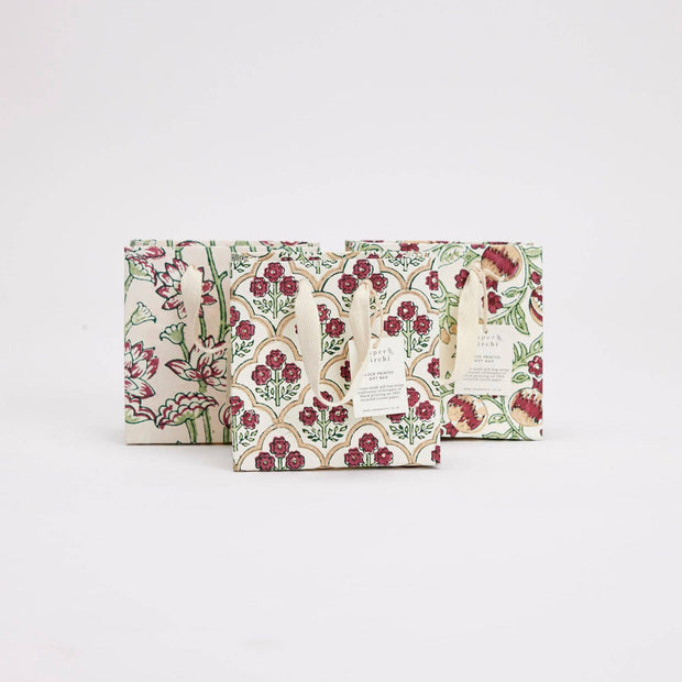 Hand Block Printed Gift Bags (Small) - Cherry