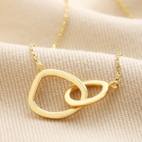 Organic Interlocking Hoop Necklace in Gold