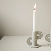 Ceramic candle holder with two handles at different heights. Sand colour 