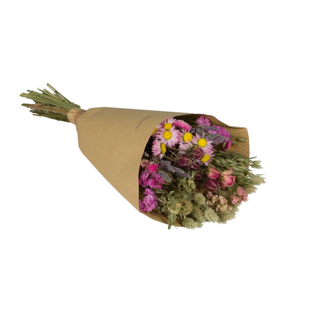 Dried flower "field pink" medium bouquet. Featuring a mix of grasses, nigella, lavender and more.