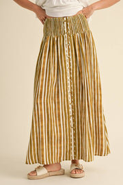 Smocking Waist striped Print Skirt