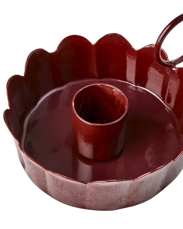 Burgundy Scalloped Candle Holder
