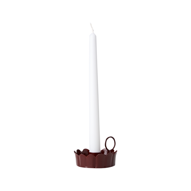 Burgundy Scalloped Candle Holder pictured with dinner candle