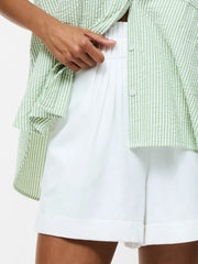 DETAIL - Ariette White Linen Shorts