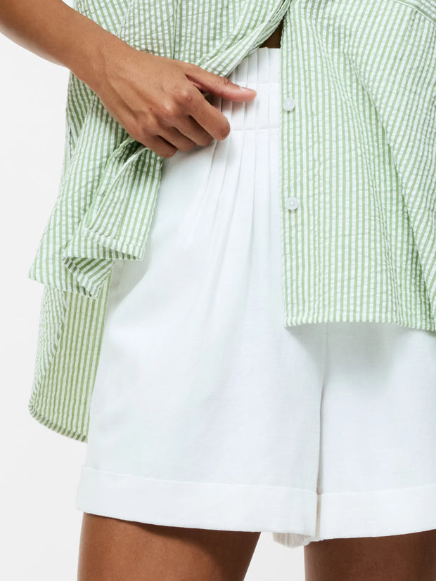 DETAIL - Ariette White Linen Shorts