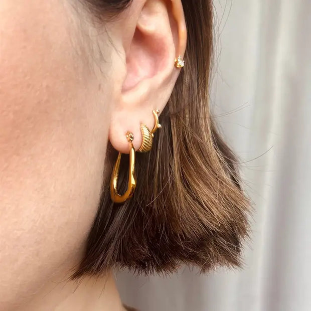 E097 Everyday Abstract Hoop Earrings