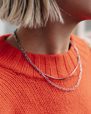 Silver Double Layer Feature Necklace, Nordic Muse