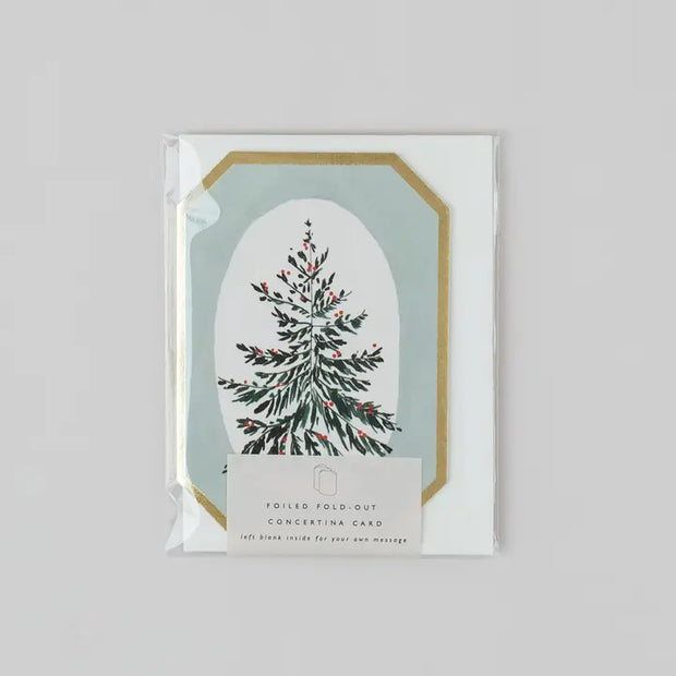 Concertina Botanical Christmas Die Cut Mini Card