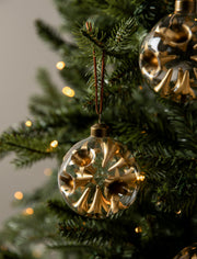 detail of Glass Cinder Indented Baubles