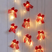 Folklore Fabric Bow Led String Lights, 10 Led Lights , 1.8m