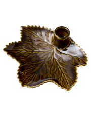 VILLE Leaf Ceramic Candle holder in brown
