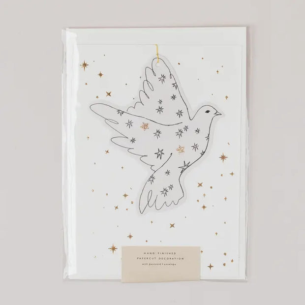 Dove Papercut Christmas Decoration with Postcard & Envelope