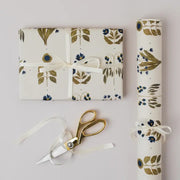 Four Floral Blue Botanical luxury gift wrap