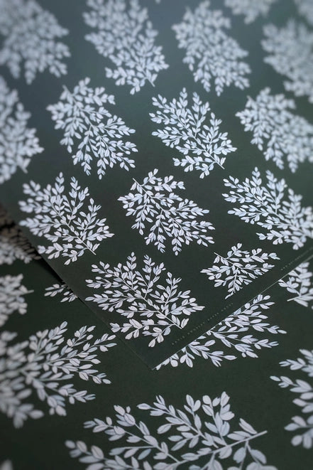 Luxury khaki botanical wrapping paper sheet, Katie Housley 