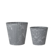 100% Recycled plastic Yodit Scalloped Planters in Grey - pictured in two sizes